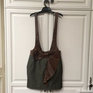 Leather Suspender Mini Skirt